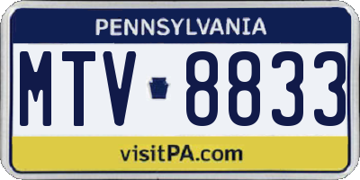 PA license plate MTV8833