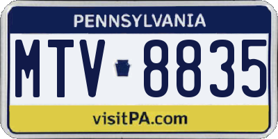 PA license plate MTV8835
