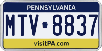 PA license plate MTV8837