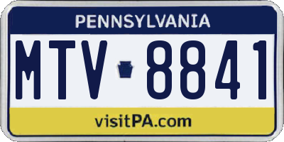 PA license plate MTV8841