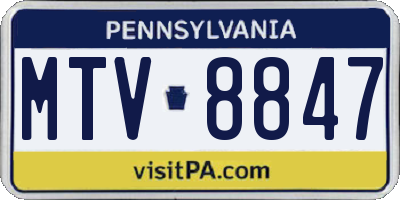 PA license plate MTV8847
