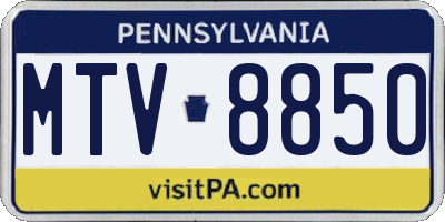 PA license plate MTV8850