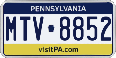 PA license plate MTV8852