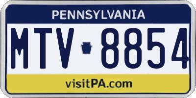 PA license plate MTV8854