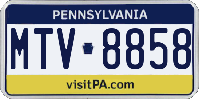 PA license plate MTV8858