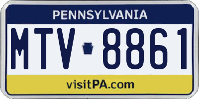 PA license plate MTV8861