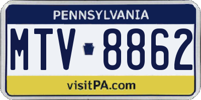 PA license plate MTV8862