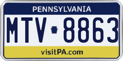 PA license plate MTV8863