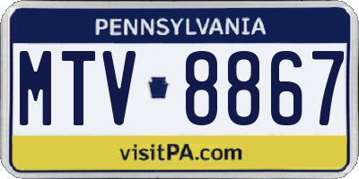 PA license plate MTV8867