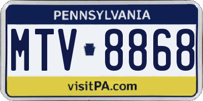 PA license plate MTV8868
