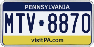 PA license plate MTV8870