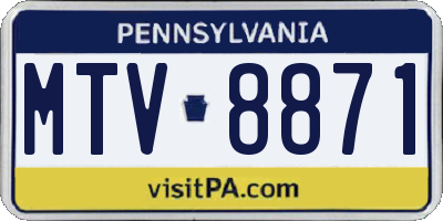 PA license plate MTV8871