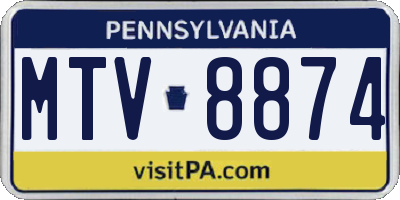 PA license plate MTV8874
