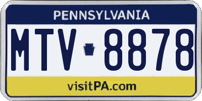 PA license plate MTV8878
