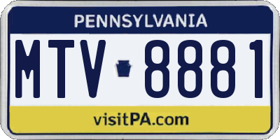 PA license plate MTV8881