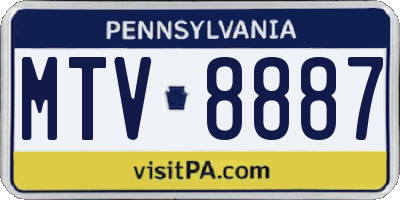 PA license plate MTV8887