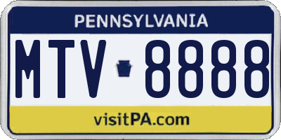 PA license plate MTV8888