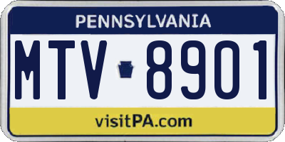 PA license plate MTV8901