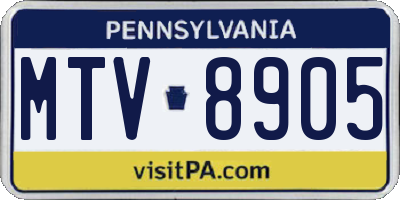 PA license plate MTV8905