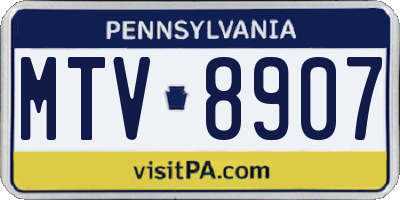 PA license plate MTV8907