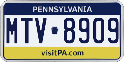 PA license plate MTV8909