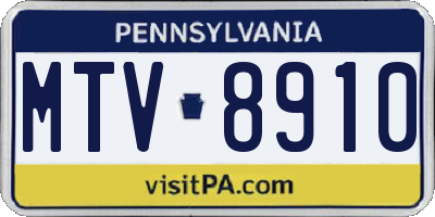PA license plate MTV8910
