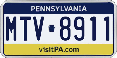 PA license plate MTV8911