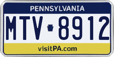 PA license plate MTV8912