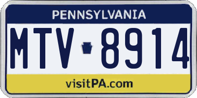 PA license plate MTV8914
