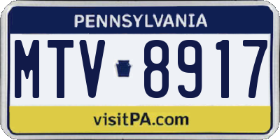 PA license plate MTV8917