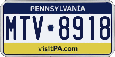 PA license plate MTV8918
