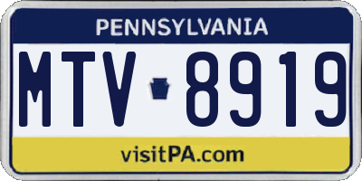 PA license plate MTV8919