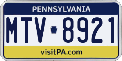 PA license plate MTV8921
