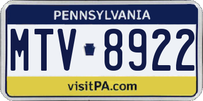 PA license plate MTV8922