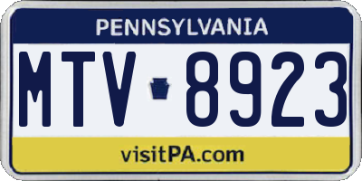 PA license plate MTV8923