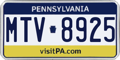 PA license plate MTV8925
