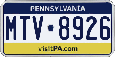 PA license plate MTV8926
