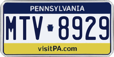 PA license plate MTV8929