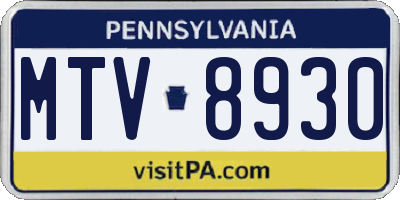 PA license plate MTV8930