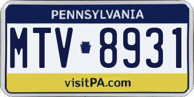 PA license plate MTV8931
