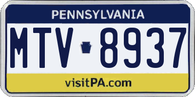 PA license plate MTV8937