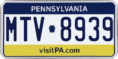 PA license plate MTV8939