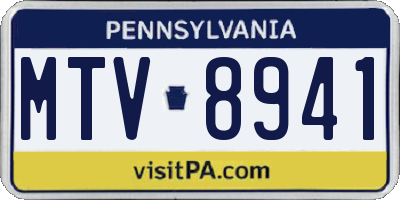 PA license plate MTV8941