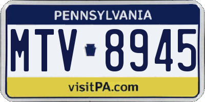 PA license plate MTV8945