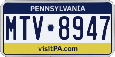 PA license plate MTV8947