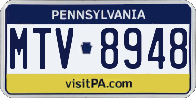 PA license plate MTV8948