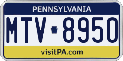 PA license plate MTV8950