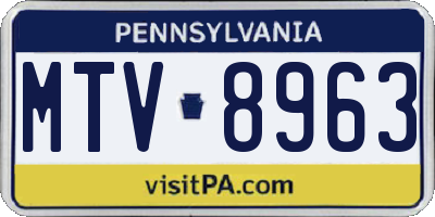 PA license plate MTV8963