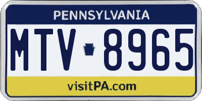PA license plate MTV8965