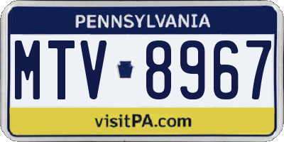 PA license plate MTV8967